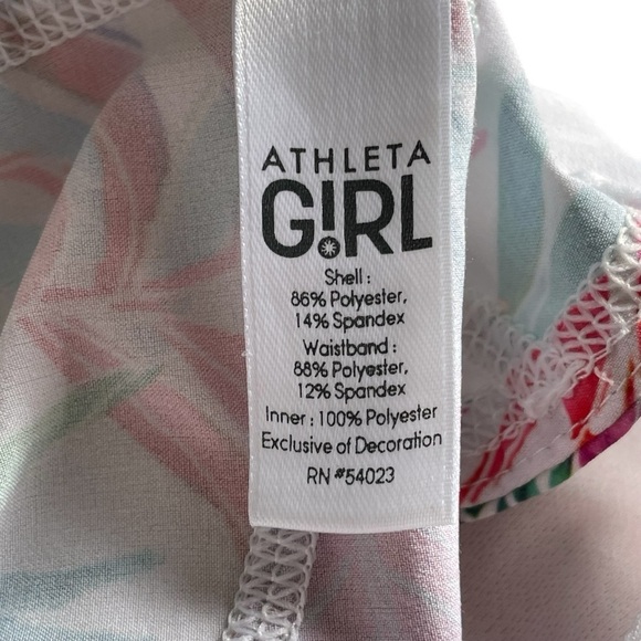 Athleta Tropical Print Shorts Side Pockets Attached Underwear Size Large (12) - Picture 6 of 9